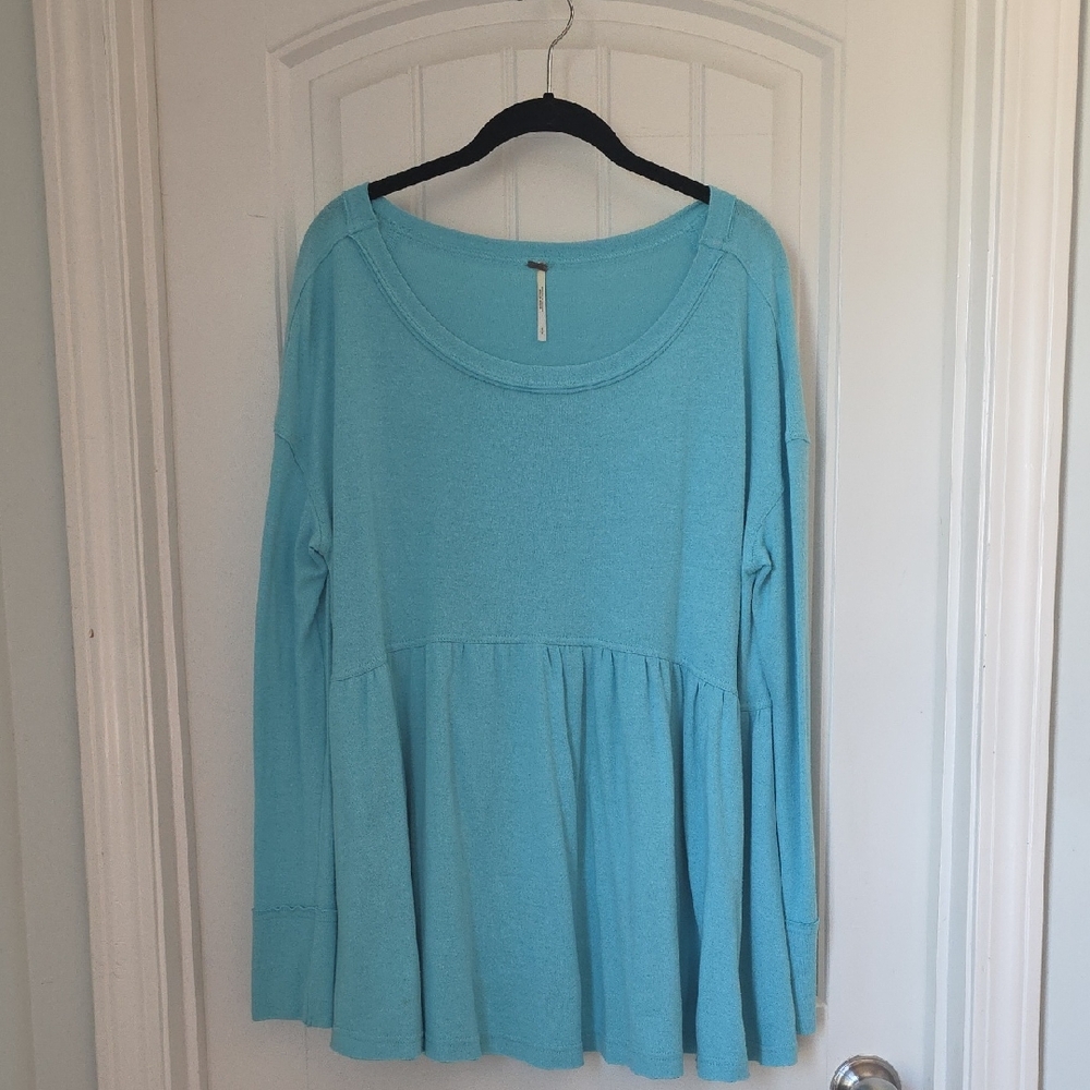 Free People Aqua Long Sleeve Tunic